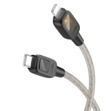 Дата кабель Hoco U124 Stone silicone power-off Type-C to Lightning (1.2m) – Black