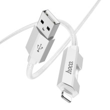 Дата кабель Hoco U123 Regent colorful 2.4A USB to Lightning (1.2m) – Gray