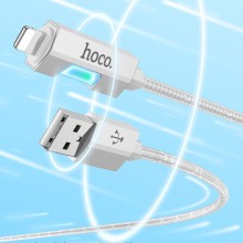 Дата кабель Hoco U123 Regent colorful 2.4A USB to Lightning (1.2m) – Gray