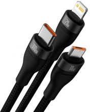 Дата кабель Baseus Flash Series 2 USB to MicroUSB-Lightning-Type-C 66W (1.2m) (CASS04000) – Black