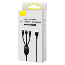 Дата кабель Baseus Flash Series 2 USB to MicroUSB-Lightning-Type-C 66W (1.2m) (CASS04000) – Black