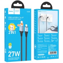 Дата кабель Hoco U128 Viking 2in1 USB/Type-C to Lightning (1m) – Black