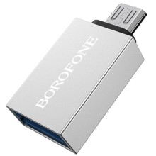 Перехідник Borofone BV2 OTG to MicroUSB – Срібний