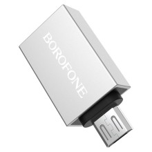 Перехідник Borofone BV2 OTG to MicroUSB – Срібний