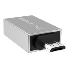 Перехідник Borofone BV2 OTG to MicroUSB – Срібний