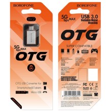 Перехідник Borofone BV2 OTG to MicroUSB – Срібний