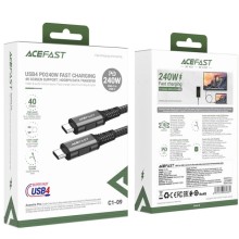 Дата кабель Acefast C1-09 USB-C to USB-C PD240W 40Gbps USB 4 aluminum alloy (1m) – Black