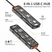 Перехідник HUB WIWU Cyber hub CB008 8 in 1 – Grey