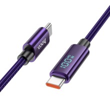 Дата кабель Hoco U125 Benefit 100W Type-C to Type-C with display (1.2m) – Purple