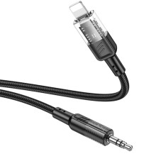 Аудио кабель Aux Hoco UPA27 Spirit transparent (Lightning to AUX 3.5mm) (1.2m) – Black