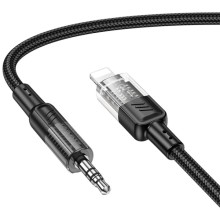 Аудио кабель Aux Hoco UPA27 Spirit transparent (Lightning to AUX 3.5mm) (1.2m) – Black