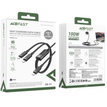 Дата кабель Acefast C5-11 USB-C to 2xUSB-C 100W (1.2m) – Black