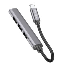 Переходник Hoco HB26 4in1 (Type-C to USB3.0+USB2.0*3) – Metal gray