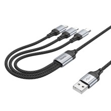 Дата кабель Hoco X102 Fresh 3in1 USB to Lightning + MicroUSB + Type-C (1m) – Black