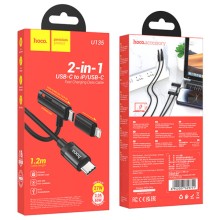 Дата кабель Hoco U135 Incredible 2in1 Type-C to Lightning/Type-C (1m) – Black