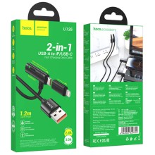 Дата кабель Hoco U135 Incredible 2in1 USB to Lightning/Type-C (1m) – Black