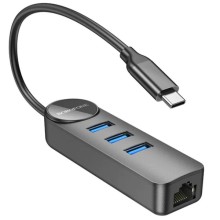 Переходник Borofone DH6 Erudite 4in1 Gigabit Ethernet (Type-C to USB3.0*3+RJ45) (0.2m)