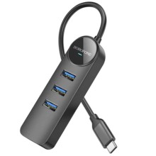 Переходник Borofone DH6 Erudite 4in1 Gigabit Ethernet (Type-C to USB3.0*3+RJ45) (0.2m) – Black