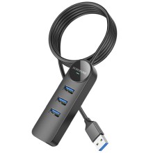 Переходник Borofone DH6 Erudite 4in1 100 Mbps Ethernet (USB to USB2.0*3+RJ45) (1.2m)