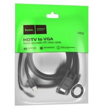 Дата кабель Hoco US12 HDTV male to VGA male HD (2m) – Black