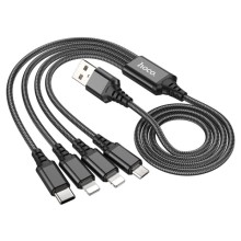 Дата кабель Hoco X76 4in1 2xLightning + Type-C + MicroUSB (1m) – Black