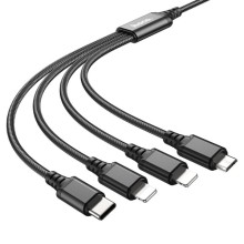 Дата кабель Hoco X76 4in1 2xLightning + Type-C + MicroUSB (1m) – Black