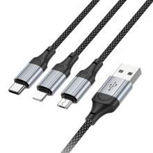 Дата кабель Hoco X102 Fresh 3in1 USB to Lightning + MicroUSB + Type-C (1m) – Black