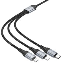 Дата кабель Hoco X102 Fresh 3in1 USB to Lightning + MicroUSB + Type-C (1m) – Black