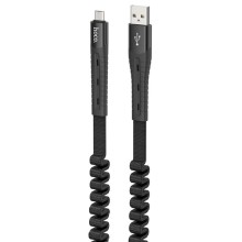 Дата кабель Hoco U78 "Cotton treasure elastic" MicroUSB (1.2М) – Чорний