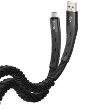 Дата кабель Hoco U78 "Cotton treasure elastic" MicroUSB (1.2М) – Чорний