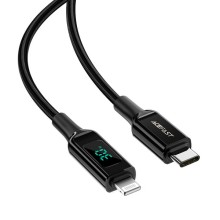 Дата кабель Acefast MFI C6-01 USB-C to Lightning zinc alloy digital display braided (1.2m) – Чорний