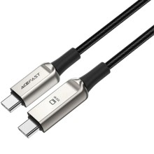 Дата кабель Acefast C6-03 USB-C to USB-C 100W zinc alloy digital display braided (2m) – Срібний