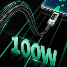 Дата кабель Acefast C6-03 USB-C to USB-C 100W zinc alloy digital display braided (2m) – Срібний