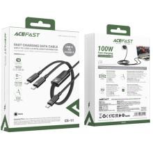Дата кабель Acefast C5-11 USB-C to 2xUSB-C 100W (1.2m) – Чорний