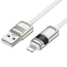 Дата кабель Hoco U137 Line with display USB to Lightning 2.4A/12W (1.2m) – Білий