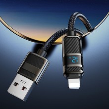 Дата кабель Hoco U137 Line with display USB to Lightning 2.4A/12W (1.2m) – Чорний