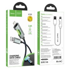 Дата кабель Hoco U123 Regent colorful 2.4A USB to Lightning (1.2m) – Чорний