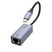 Інтернет адаптер Hoco UA37 1000 Mbps (Type-C to RJ45) – Сірий