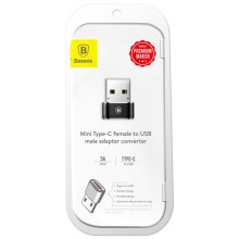 Перехідник Baseus USB Male To Type-C Female Adapter Converter 3A (CAAOTG-01) – Чорний