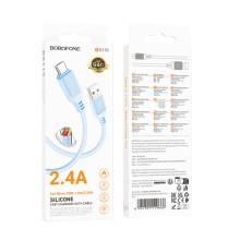 Дата кабель Borofone BX115 Lotto USB to MicroUSB 2.4A (1m) – Голубой