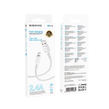 Дата кабель Borofone BX116 Certain USB to MicroUSB 2.4A (1m) – Белый