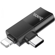 Переходник Hoco UA17 2in1 Lightning Male/Type-C Male to USB female – Черный