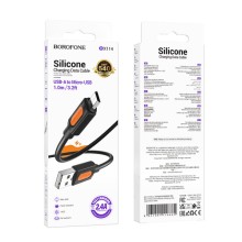 Дата кабель Borofone BX114 Structure USB to MicroUSB 2.4A (1m) – Черный