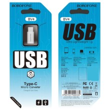 Переходник Borofone BV4 MicroUSB to Type-C – Серебряный