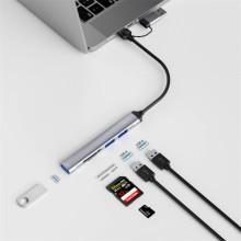 Переходник HUB WIWU Wi-HB003 ZOLO 5 in 1 (USB-C/USB-A to 2xUSB2.0+1xUSB3.0+SD/TF) – Серый