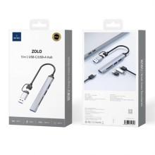 Переходник HUB WIWU Wi-HB003 ZOLO 5 in 1 (USB-C/USB-A to 2xUSB2.0+1xUSB3.0+SD/TF) – Серый