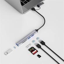Перехідник HUB WIWU Wi-HB003 ZOLO 5 in 1 (USB-C/USB-A to 2xUSB2.0+1xUSB3.0+SD/TF) – Сірий