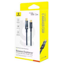 Дата кабель Baseus Explorer with Auto Shutdown Type-C to Type-C 100W (1m) (P103197031) – Черный
