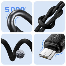 Дата кабель Usams US-SJ690 Striped KY Ser. USB to MicroUSB 2A (1m) – Черный