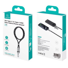 Дата кабель-шнурок Usams US-SJ745 Type-C to Type-C 60W (1.2m) – Черный